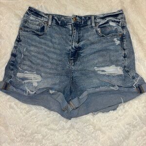 American Eagle Outfitters Distressed Curvy Mom Jean Shorts